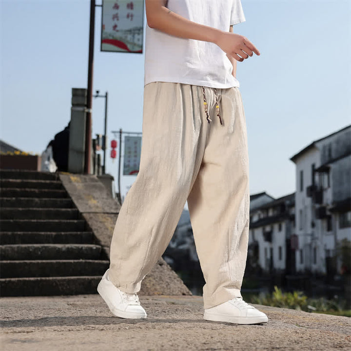 Buddha Stones Pantaloni lunghi da uomo a gamba dritta, stile retrò, casual, per primavera/autunno, con tasche. - image 28