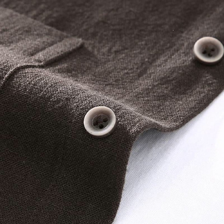 Buddha Stones Camicia a maniche lunghe da uomo in ramia tinta unita stile Tang, minimalista, con bottoni, primavera autunno, pantaloni, tessuto da meditazione con tasche - image 3