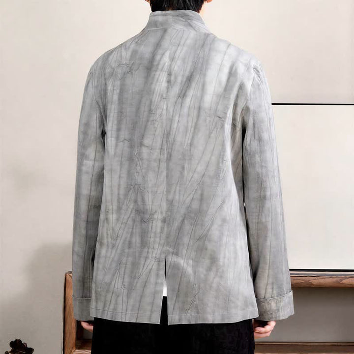 Buddha Stones Kimono da uomo a maniche lunghe, stile Tang, minimalista, con coulisse, in cotone tinta unita, per autunno/inverno. - image 3