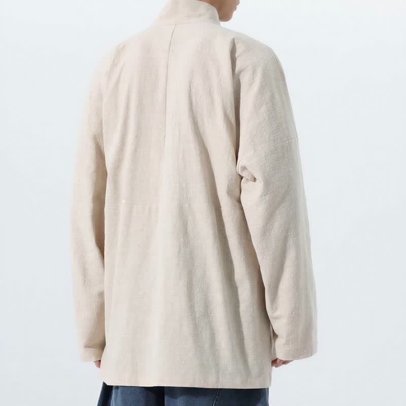 Buddha Stones Kimono da uomo a maniche lunghe, stile Tang, con colletto alla coreana, tinta unita, per autunno/inverno. - image 15