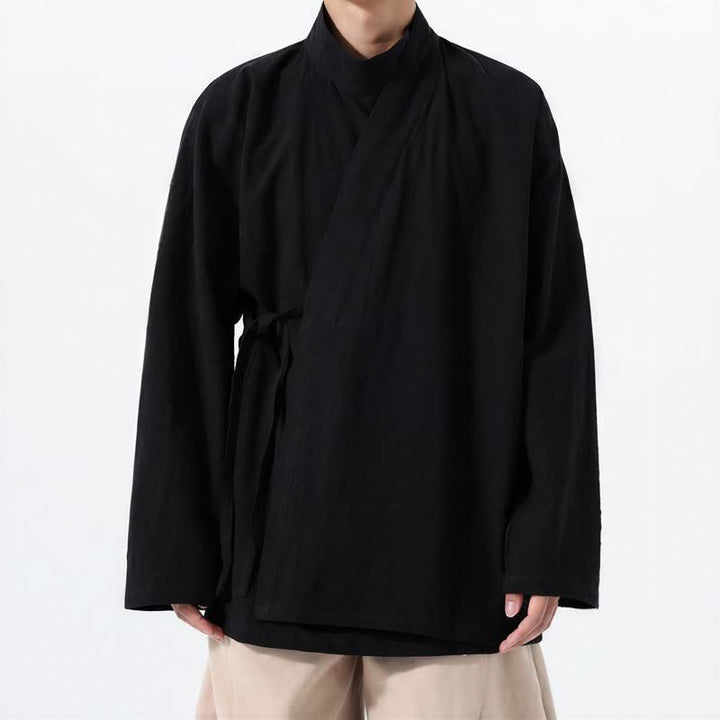 Buddha Stones Kimono da uomo a maniche lunghe, stile Tang, con colletto alla coreana, tinta unita, per autunno/inverno. - image 10