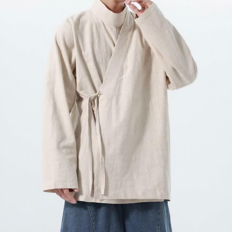 Buddha Stones Kimono da uomo a maniche lunghe, stile Tang, con colletto alla coreana, tinta unita, per autunno/inverno. - image 16