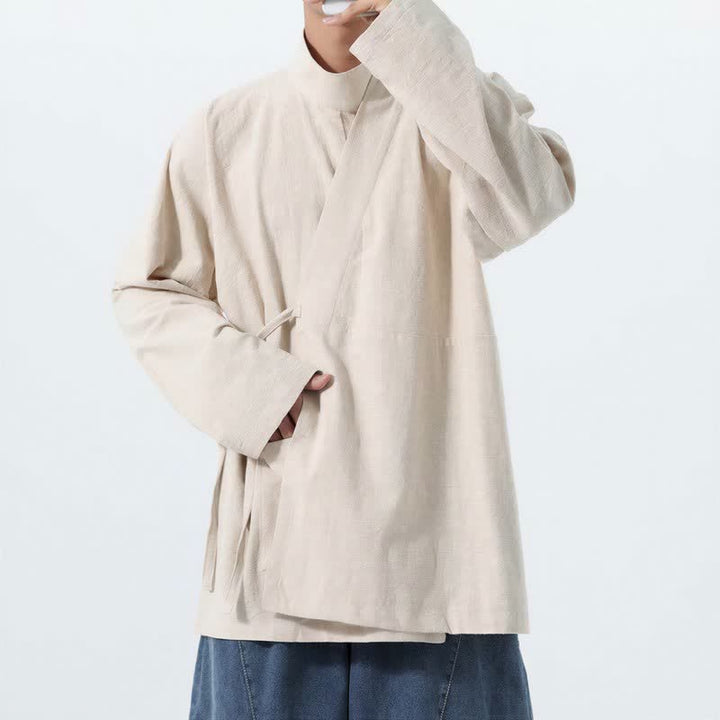Buddha Stones Kimono da uomo a maniche lunghe, stile Tang, con colletto alla coreana, tinta unita, per autunno/inverno. - image 14