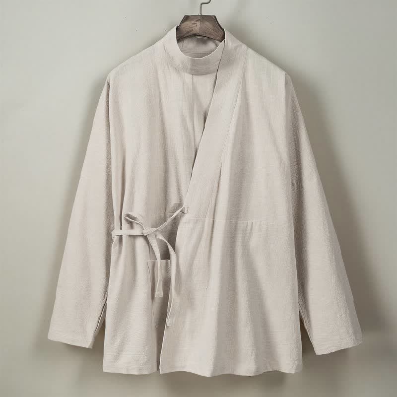 Buddha Stones Kimono da uomo a maniche lunghe, stile Tang, con colletto alla coreana, tinta unita, per autunno/inverno. - image 17