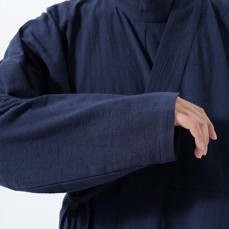 Buddha Stones Kimono da uomo a maniche lunghe, stile Tang, con colletto alla coreana, tinta unita, per autunno/inverno. - image 5
