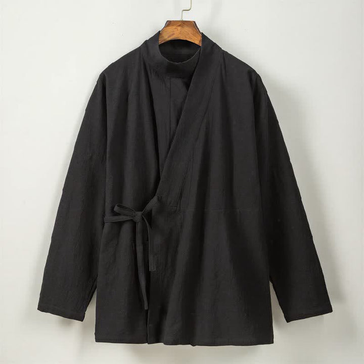 Buddha Stones Kimono da uomo a maniche lunghe, stile Tang, con colletto alla coreana, tinta unita, per autunno/inverno. - image 12