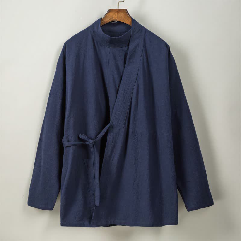 Buddha Stones Kimono da uomo a maniche lunghe, stile Tang, con colletto alla coreana, tinta unita, per autunno/inverno. - image 7