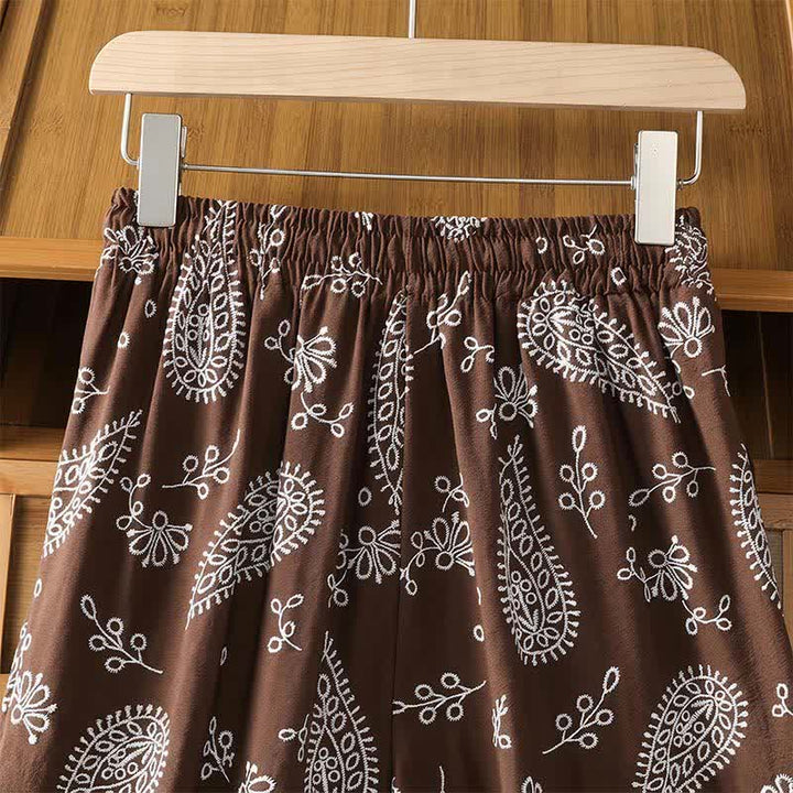 Buddha Stones Pantaloni casual bohémien con coulisse e stampa paisley, modello alla caviglia, per primavera/estate, da donna, a gamba dritta con tasca. - image 4