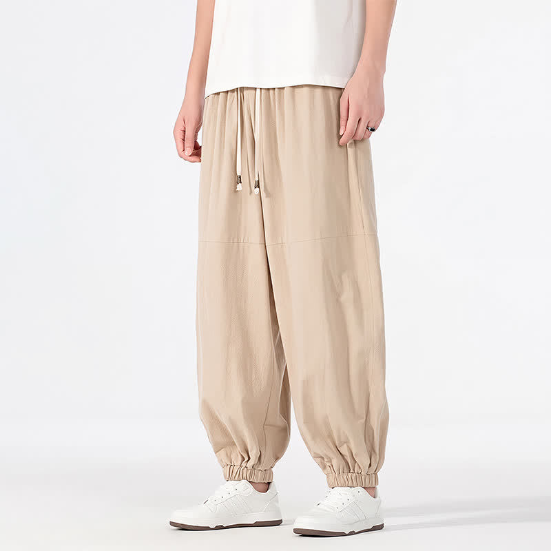 Buddha Stones Pantaloni harem da uomo in cotone e lino, casual, minimalisti, con coulisse, per primavera/estate, con tasca. - image 19
