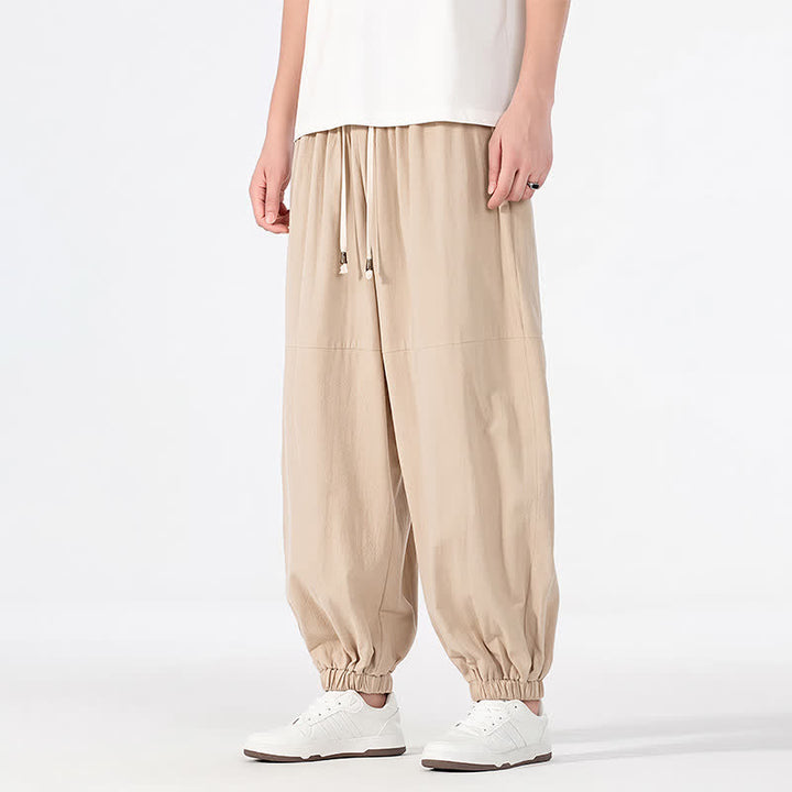 Buddha Stones Pantaloni harem da uomo in cotone e lino, casual, minimalisti, con coulisse, per primavera/estate, con tasca. - image 19