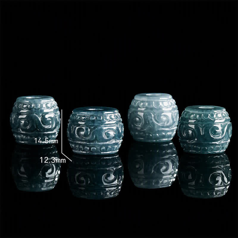 Buddha Stones Collana con ciondolo a barilotto Harmony inciso in giada e catena in acciaio al titanio - image 4