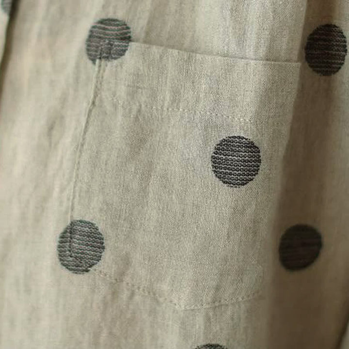 Buddha Stones Camicia da donna a maniche lunghe con bottoni, fantasia a pois, stile vintage, per primavera/autunno, casual e con taschino. - image 8