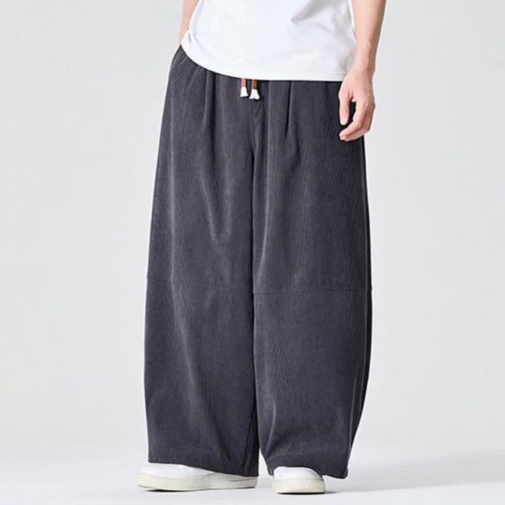 Buddha Stones Pantaloni lunghi da uomo a gamba dritta con coulisse, in velluto a coste, tinta unita, per autunno/inverno, con tasca. - image 13