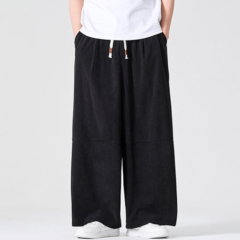 Buddha Stones Pantaloni lunghi da uomo a gamba dritta con coulisse, in velluto a coste, tinta unita, per autunno/inverno, con tasca. - image 17