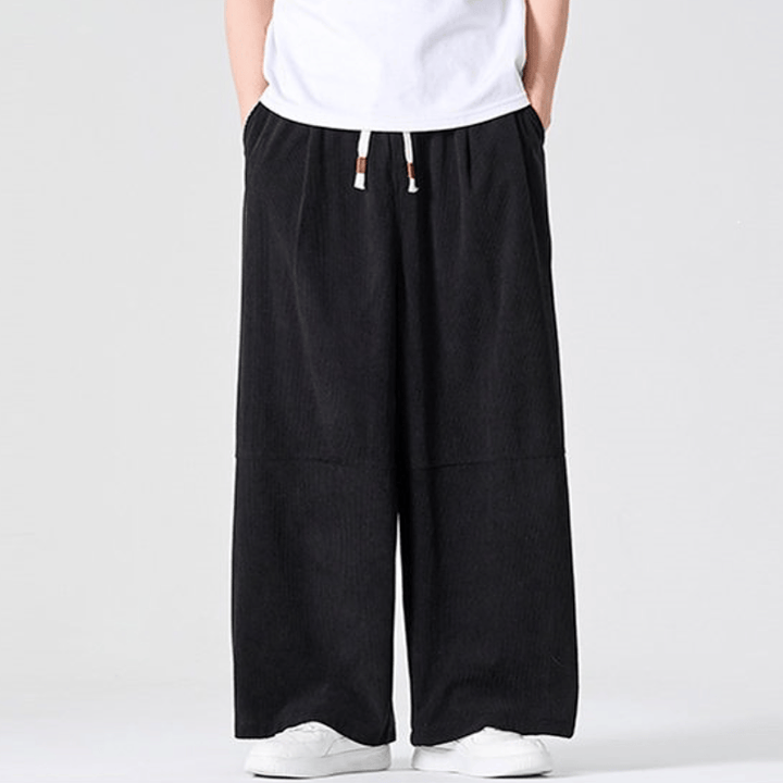 Buddha Stones Pantaloni lunghi da uomo a gamba dritta con coulisse, in velluto a coste, tinta unita, per autunno/inverno, con tasca. - image 17