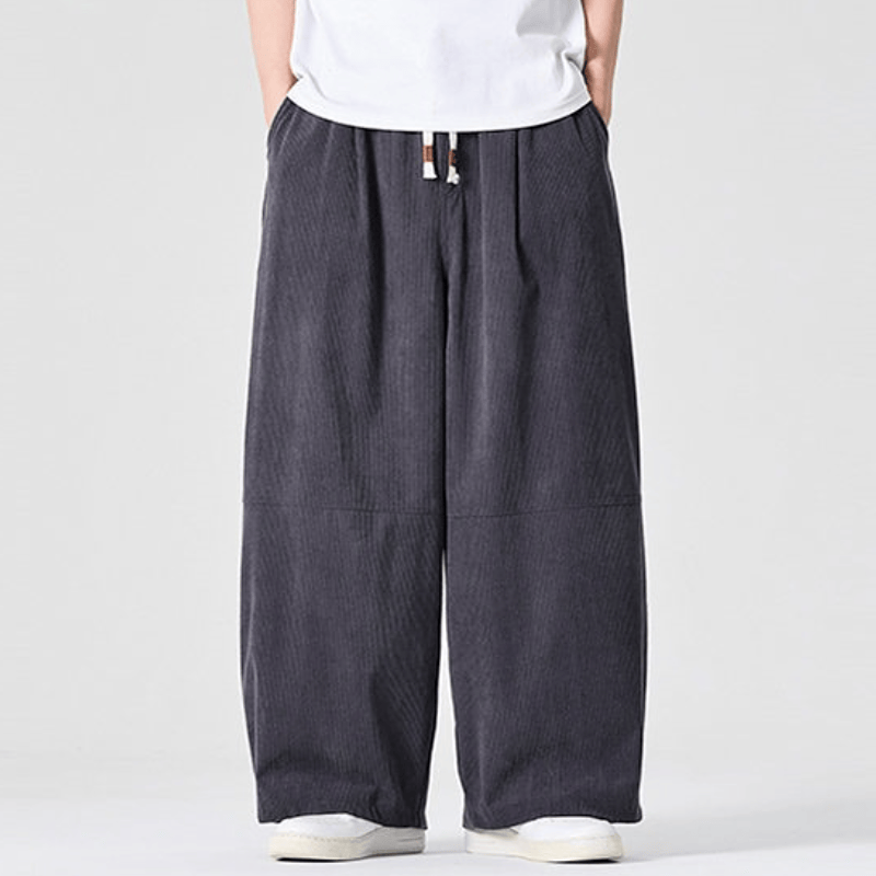Buddha Stones Pantaloni lunghi da uomo a gamba dritta con coulisse, in velluto a coste, tinta unita, per autunno/inverno, con tasca. - image 12
