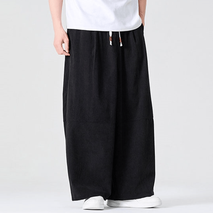 Buddha Stones Pantaloni lunghi da uomo a gamba dritta con coulisse, in velluto a coste, tinta unita, per autunno/inverno, con tasca. - image 18