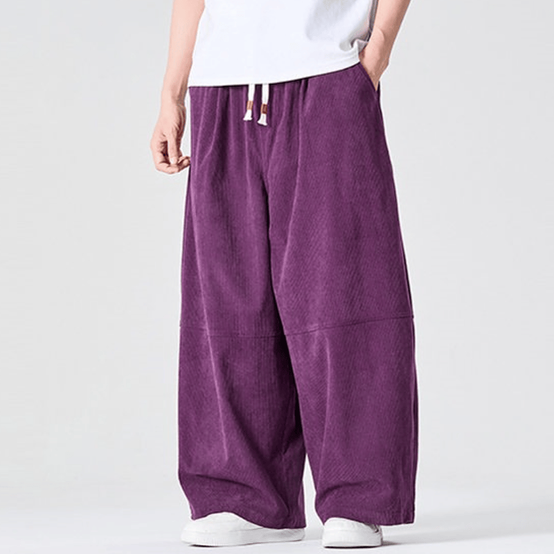 Buddha Stones Pantaloni lunghi da uomo a gamba dritta con coulisse, in velluto a coste, tinta unita, per autunno/inverno, con tasca. - RebeccaViola - US/UK/AU46, EU56 (5XL) - image 5