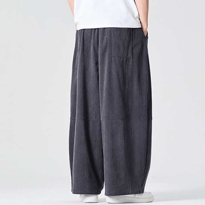 Buddha Stones Pantaloni lunghi da uomo a gamba dritta con coulisse, in velluto a coste, tinta unita, per autunno/inverno, con tasca. - image 14