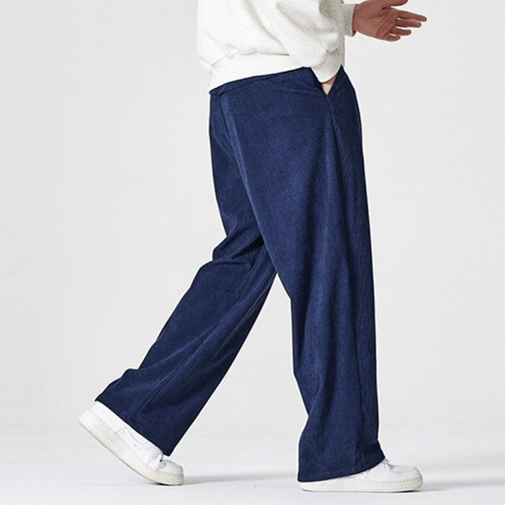 Buddha Stones Pantaloni lunghi da uomo a gamba dritta con pieghe, in velluto a coste, stile vintage, per autunno/inverno, casual e vintage, con tasche. - image 17