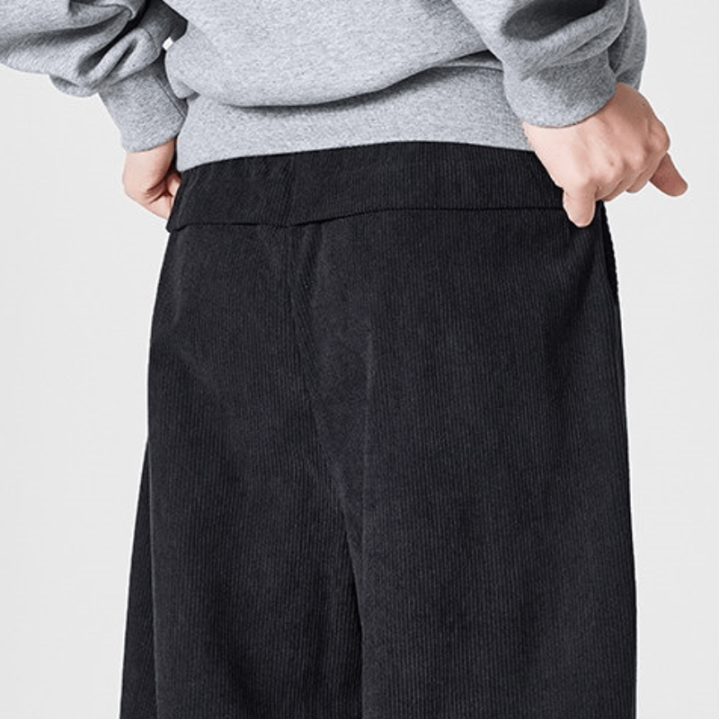 Buddha Stones Pantaloni lunghi da uomo a gamba dritta con pieghe, in velluto a coste, stile vintage, per autunno/inverno, casual e vintage, con tasche. - image 7