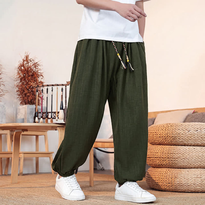 Buddha Stones Pantaloni corti da uomo a gamba dritta con coulisse, tinta unita, per primavera/estate, casual, estivi. Pantaloni da uomo con tasca. - image 23