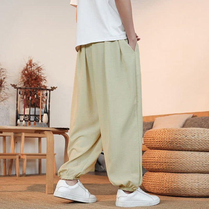 Buddha Stones Pantaloni corti da uomo a gamba dritta con coulisse, tinta unita, per primavera/estate, casual, estivi. Pantaloni da uomo con tasca. - image 4