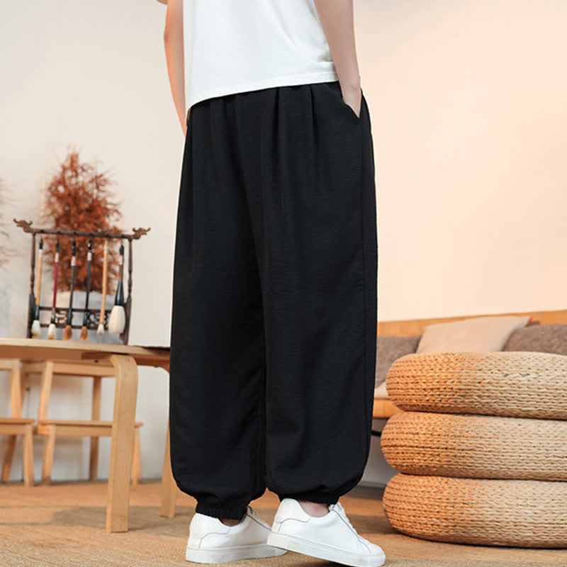 Buddha Stones Pantaloni corti da uomo a gamba dritta con coulisse, tinta unita, per primavera/estate, casual, estivi. Pantaloni da uomo con tasca. - image 11