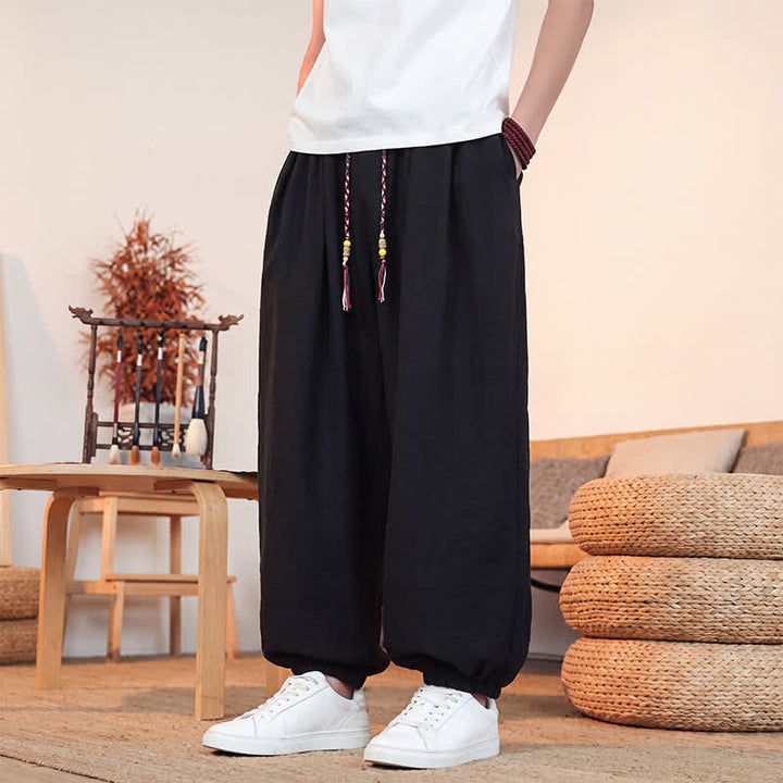 Buddha Stones Pantaloni corti da uomo a gamba dritta con coulisse, tinta unita, per primavera/estate, casual, estivi. Pantaloni da uomo con tasca. - image 13