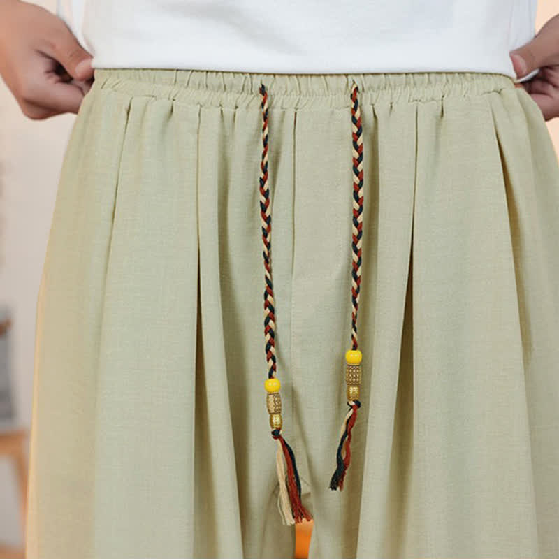 Buddha Stones Pantaloni corti da uomo a gamba dritta con coulisse, tinta unita, per primavera/estate, casual, estivi. Pantaloni da uomo con tasca. - image 6