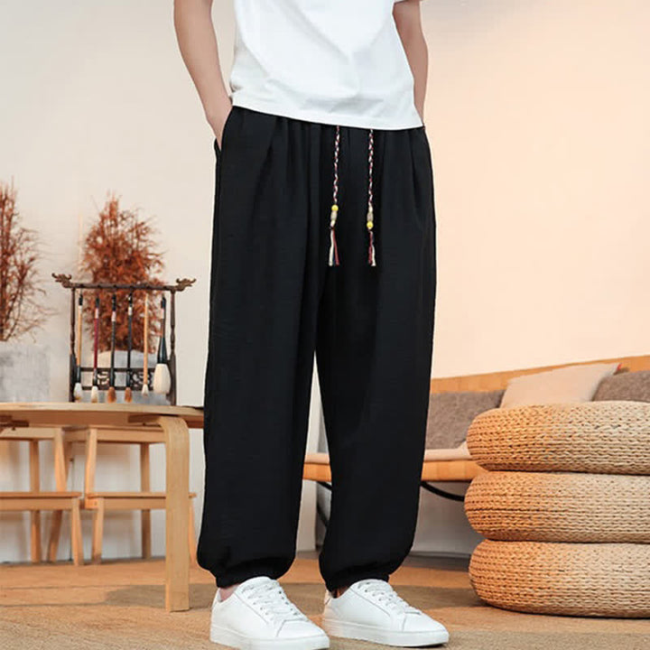 Buddha Stones Pantaloni corti da uomo a gamba dritta con coulisse, tinta unita, per primavera/estate, casual, estivi. Pantaloni da uomo con tasca. - image 14