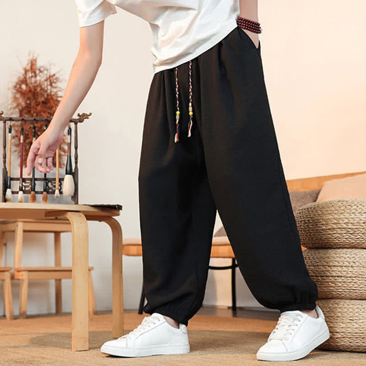 Buddha Stones Pantaloni corti da uomo a gamba dritta con coulisse, tinta unita, per primavera/estate, casual, estivi. Pantaloni da uomo con tasca. - image 17