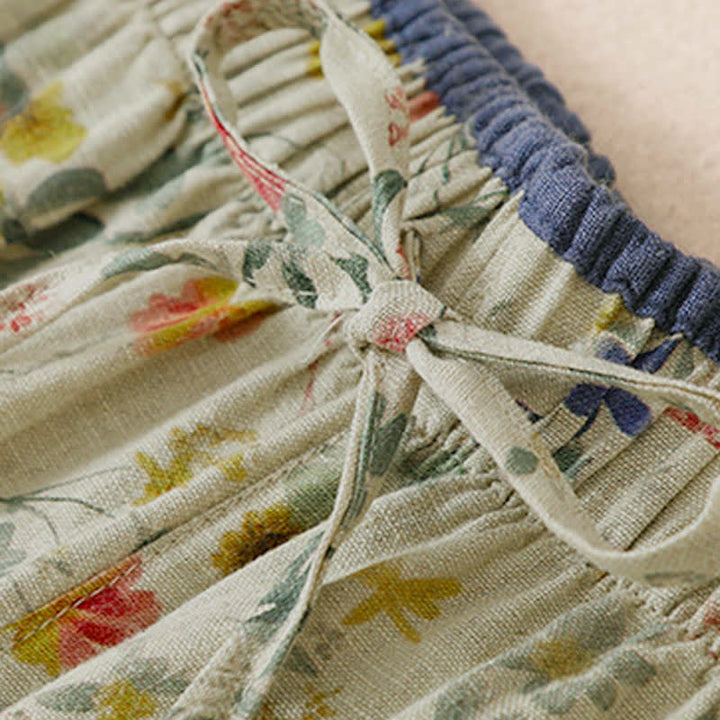 Buddha Stones Pantaloni lunghi da donna a gamba larga con coulisse, stile boho, casual, primavera/estate, con stampa floreale e tasche. - image 5