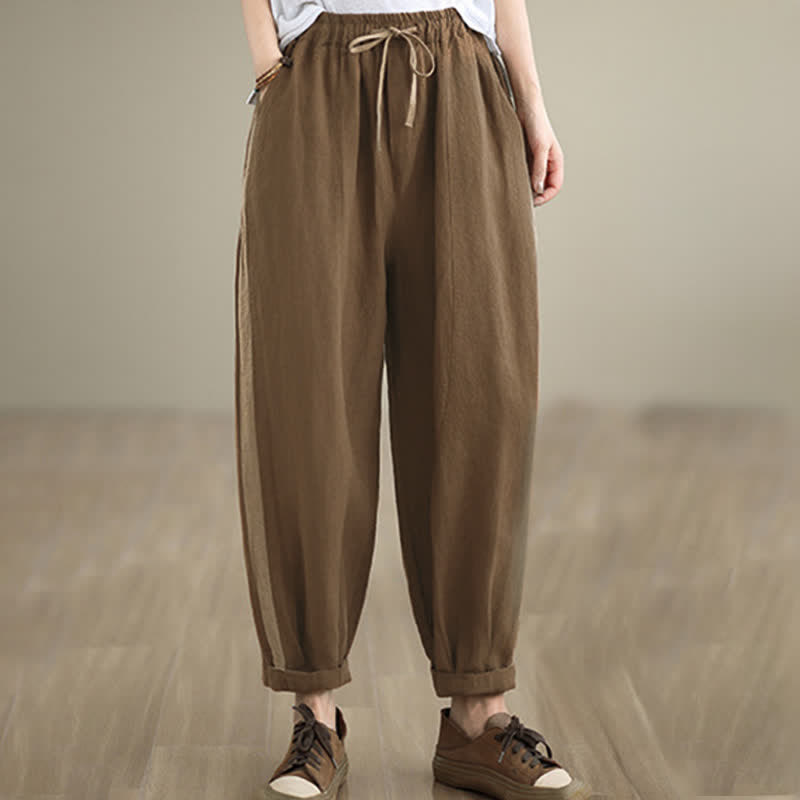 Buddha Stones Pantaloni corti da donna casual minimalisti con coulisse, tinta unita, per primavera/estate, modello affusolato con tasca. - Siena - US8-10, UK/AU12-14, EU40-42 (2XL) - image 16