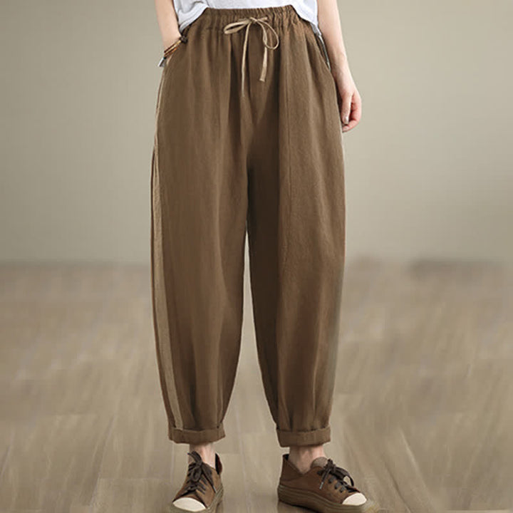 Buddha Stones Pantaloni corti da donna casual minimalisti con coulisse, tinta unita, per primavera/estate, modello affusolato con tasca. - Siena - US8-10, UK/AU12-14, EU40-42 (2XL) - image 16