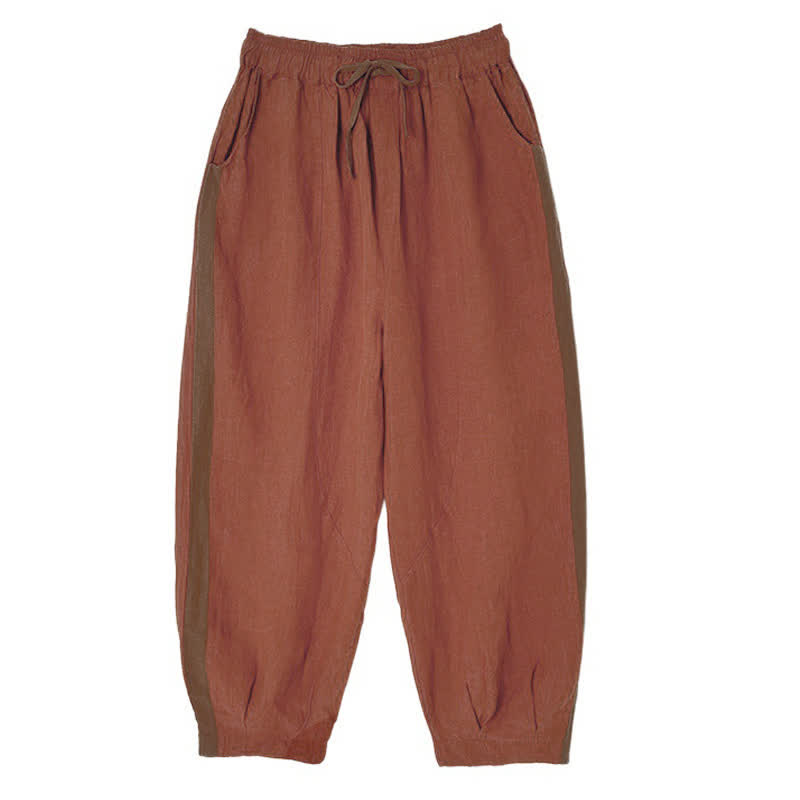 Buddha Stones Pantaloni corti da donna casual minimalisti con coulisse, tinta unita, per primavera/estate, modello affusolato con tasca. - image 5