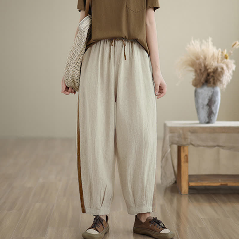 Buddha Stones Pantaloni corti da donna casual minimalisti con coulisse, tinta unita, per primavera/estate, modello affusolato con tasca. - image 23