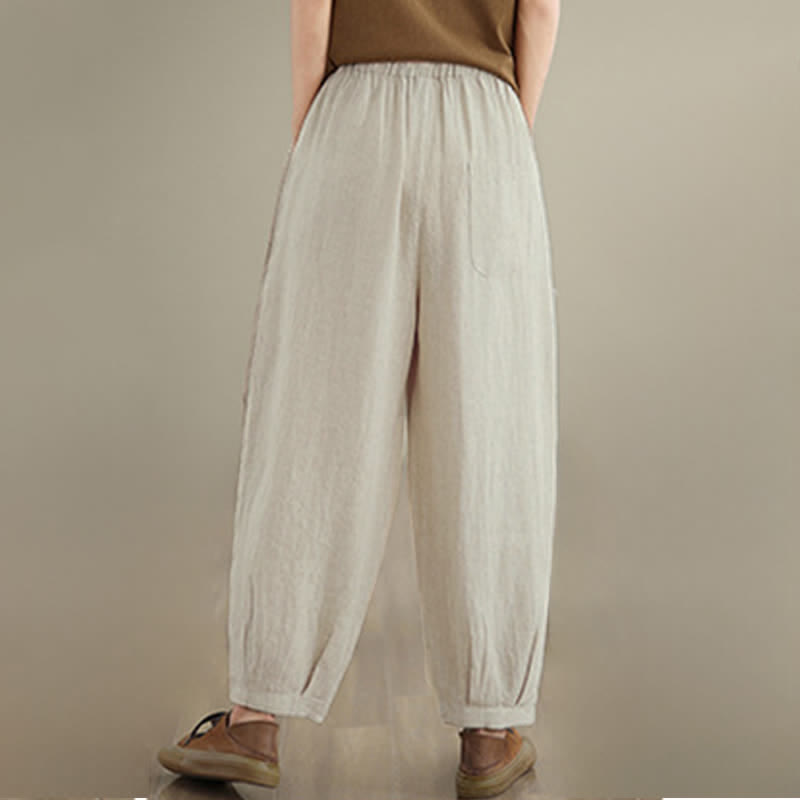 Buddha Stones Pantaloni corti da donna casual minimalisti con coulisse, tinta unita, per primavera/estate, modello affusolato con tasca. - image 25