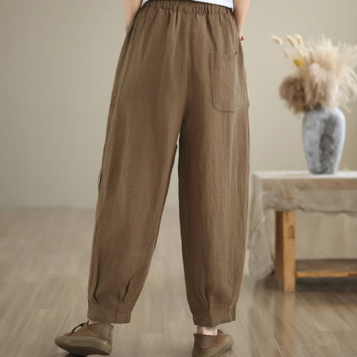 Buddha Stones Pantaloni corti da donna casual minimalisti con coulisse, tinta unita, per primavera/estate, modello affusolato con tasca. - image 20