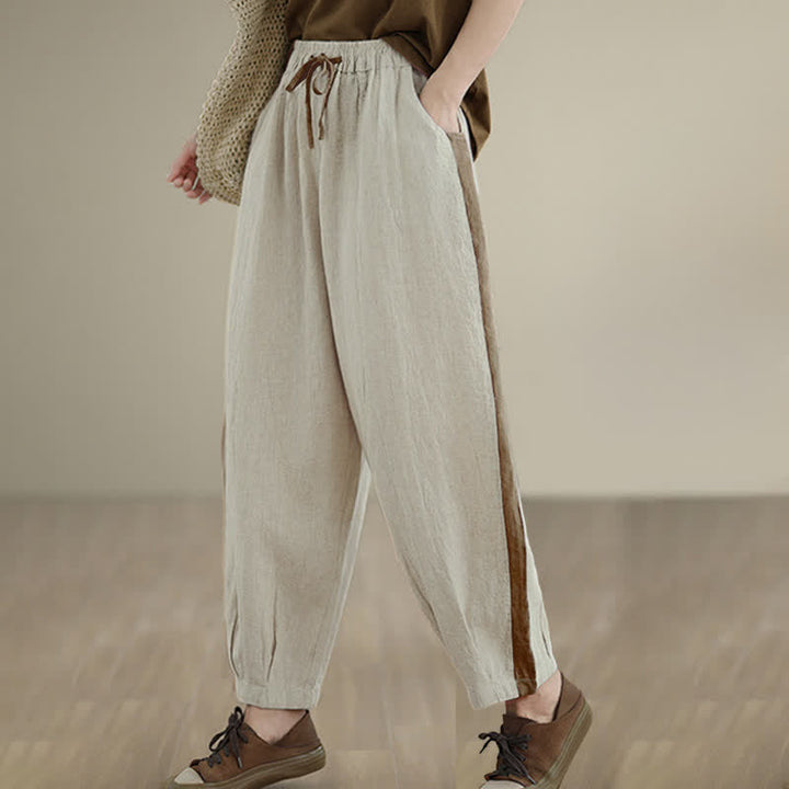 Buddha Stones Pantaloni corti da donna casual minimalisti con coulisse, tinta unita, per primavera/estate, modello affusolato con tasca. - image 24