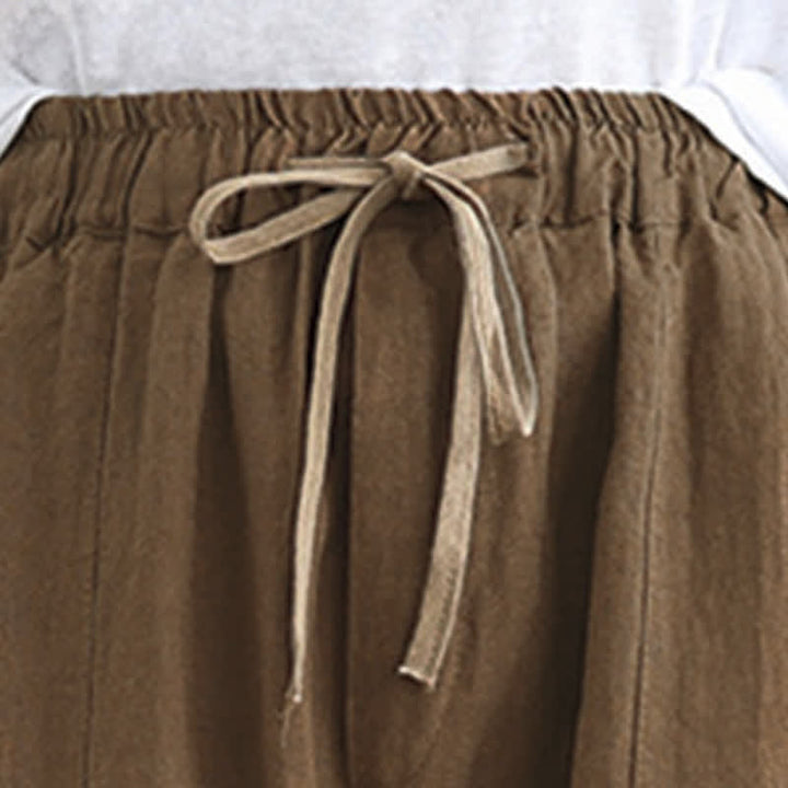 Buddha Stones Pantaloni corti da donna casual minimalisti con coulisse, tinta unita, per primavera/estate, modello affusolato con tasca. - image 21