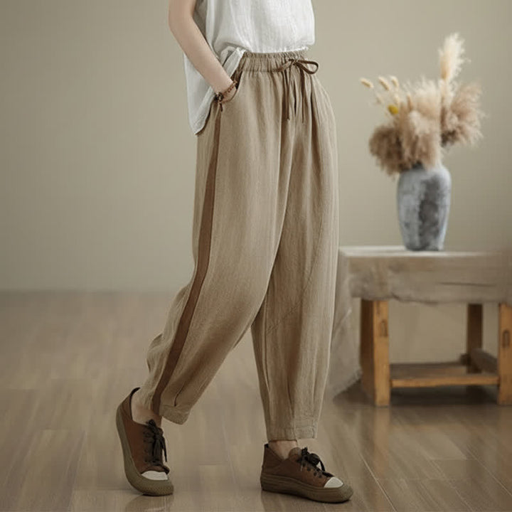 Buddha Stones Pantaloni corti da donna casual minimalisti con coulisse, tinta unita, per primavera/estate, modello affusolato con tasca. - image 14