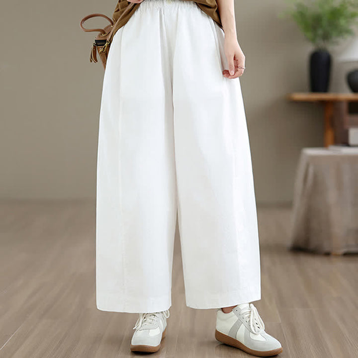 Buddha Stones Pantaloni corti da donna a gamba larga, semplici e tinta unita, per primavera/estate, con tasche. - Bianco - US8-10, UK/AU12-14, EU40-42 (XL) - image 13