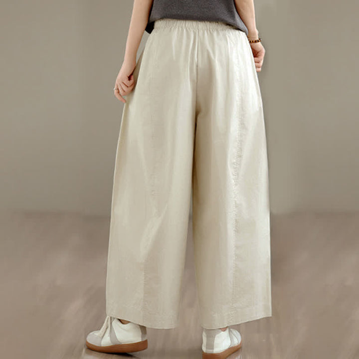 Buddha Stones Pantaloni corti da donna a gamba larga, semplici e tinta unita, per primavera/estate, con tasche. - image 11