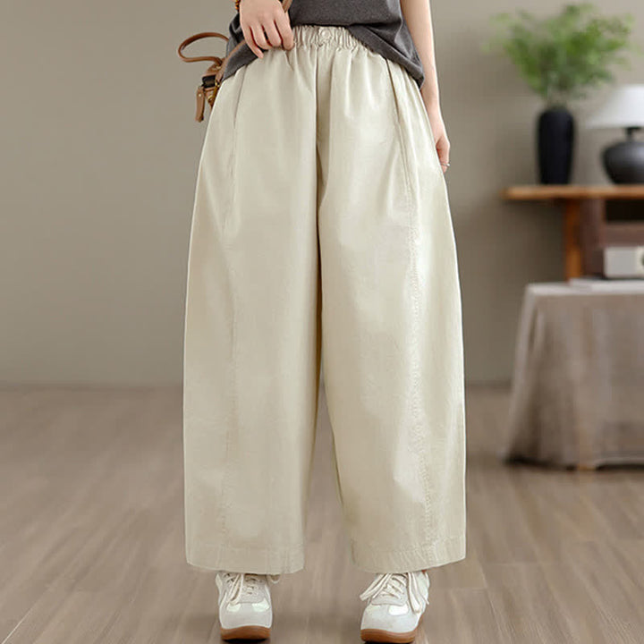 Buddha Stones Pantaloni corti da donna a gamba larga, semplici e tinta unita, per primavera/estate, con tasche. - Beige - US8-10, UK/AU12-14, EU40-42 (XL) - image 8