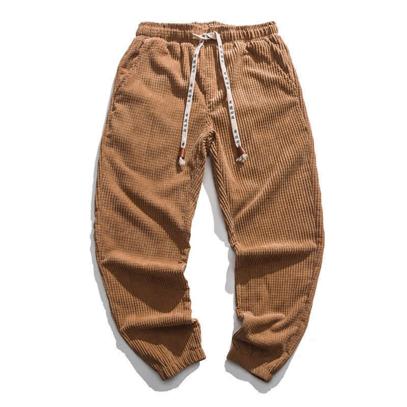 Buddha Stones Pantaloni invernali classici retrò con coulisse in velluto a coste tinta unita, modello alla caviglia da uomo, affusolati e con tasca. - Perù - US/UK/AU46, EU56 (5XL) - image 2