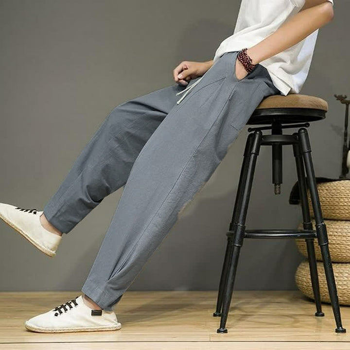 Buddha Stones Pantaloni corti da uomo a tinta unita, casual, minimalisti, con coulisse, per primavera/estate, modello affusolato con tasche. - image 22