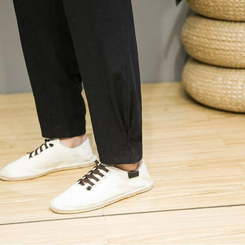 Buddha Stones Pantaloni corti da uomo a tinta unita, casual, minimalisti, con coulisse, per primavera/estate, modello affusolato con tasche. - image 16