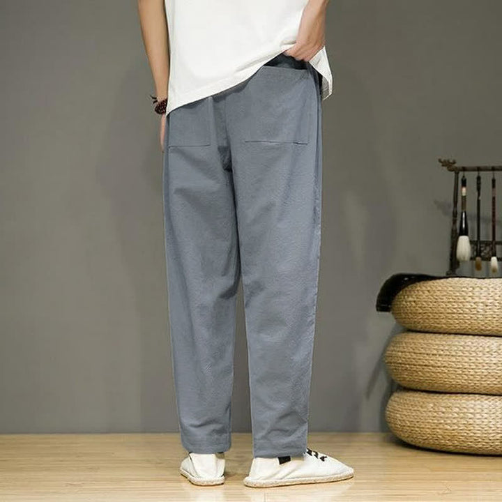 Buddha Stones Pantaloni corti da uomo a tinta unita, casual, minimalisti, con coulisse, per primavera/estate, modello affusolato con tasche. - image 20
