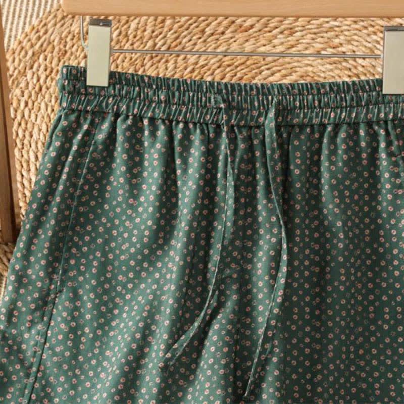 Buddha Stones Pantaloni corti da donna a gamba larga con coulisse, stile boho, casual, primavera/estate, con stampa floreale e tasche. - image 3